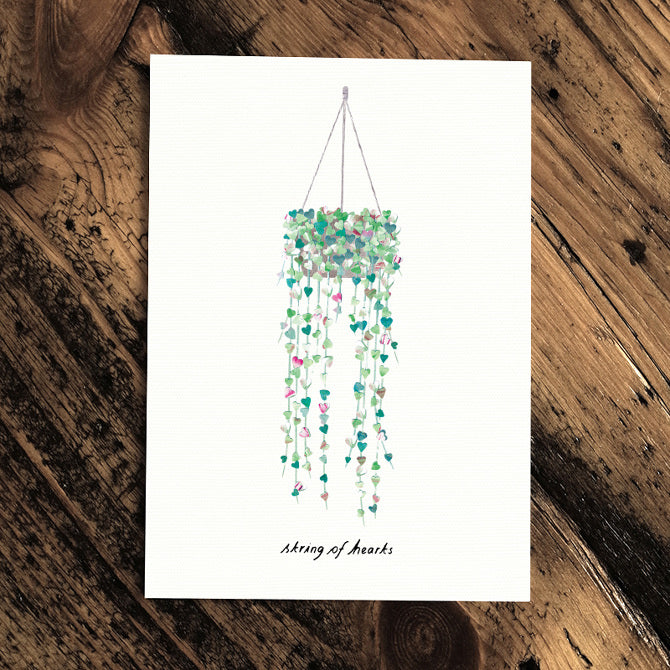 String of Hearts- Greeting Card